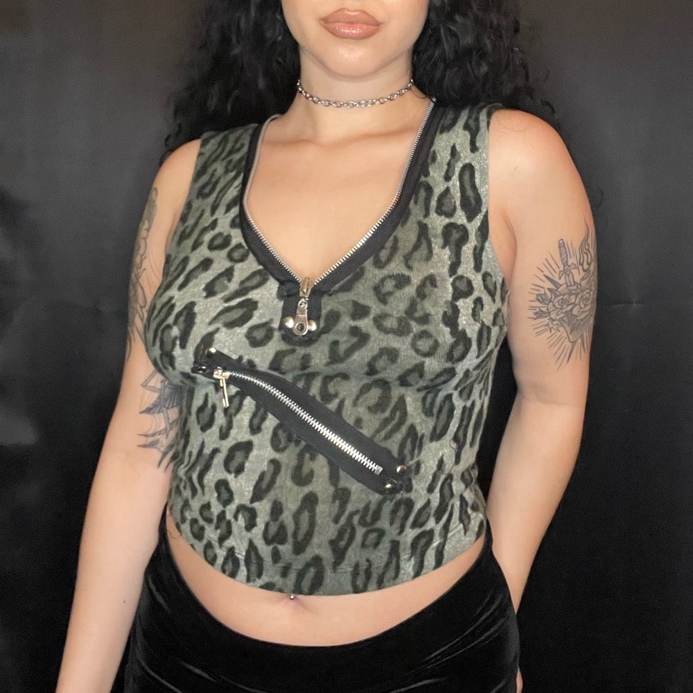SOLD Lip Service fuzzy leopard print tank top